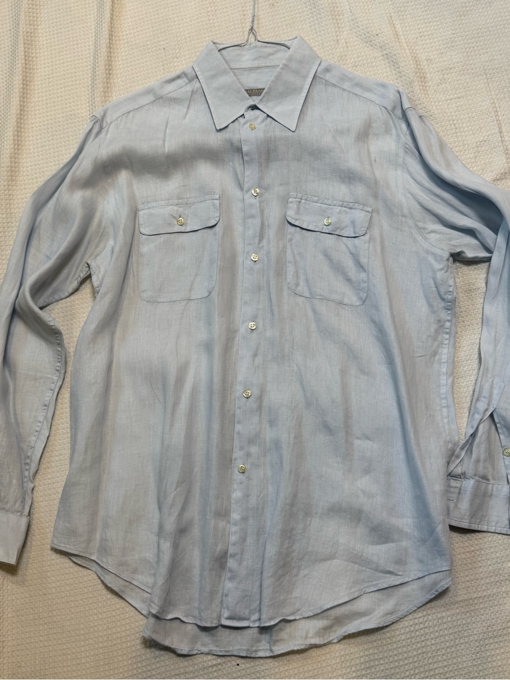 Robert Friedman made in Italy Men's Light Blue linen Button-Up Shirt